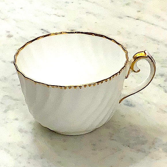 OLD GRECIAN FLUTE GOLD CUP & SAUCER SET VINTAGE GLADSTONE MADE IN ENGLAND BONE - Picture 10 of 16